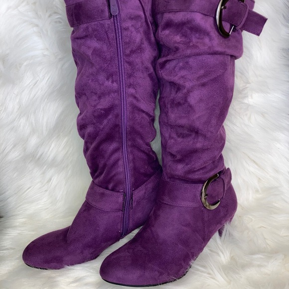 💋💋SUPER SOFT! 💋💋Vero Cuoio Purple Boots - Picture 3 of 8